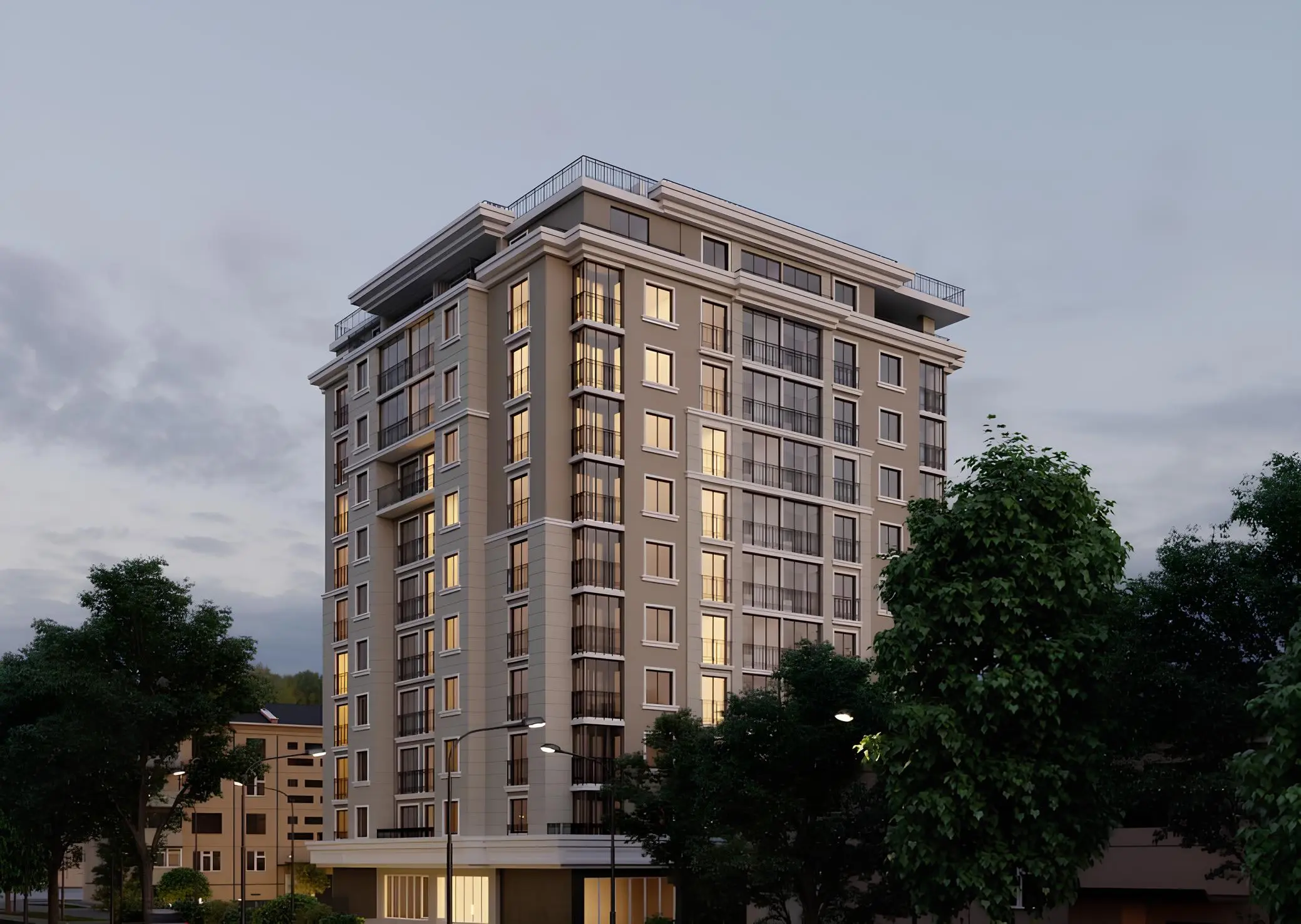 Концептуальний проект офісного центру з експлуатованим дахом та терасами